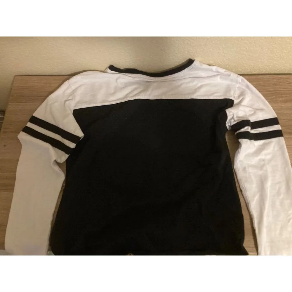 Justice Sport Long Sleeve Black and White Ying Yang Logo Top Large 12/14